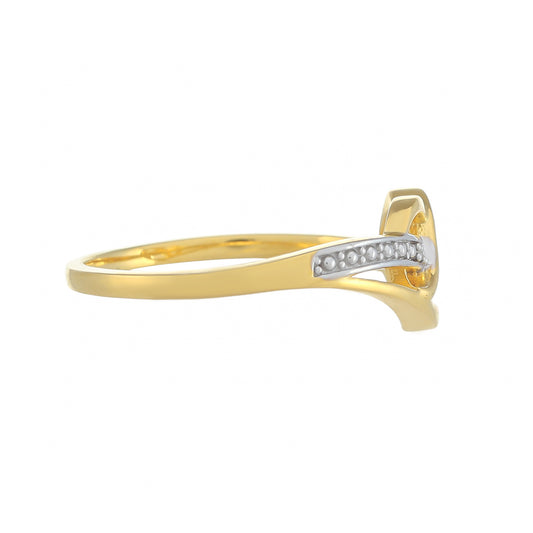 Anillo de Plata Bañada en Oro con Diamante blanco