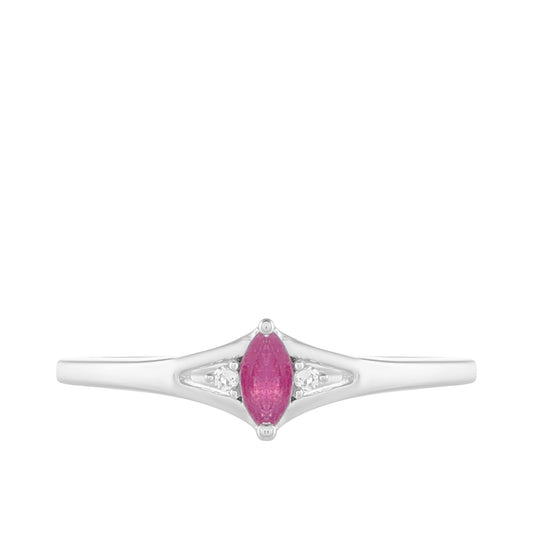 Anillo de Plata con Rubí de Tailandia y Topacio Blanco