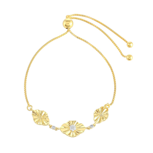 Pulsera de Plata Bañada en Oro con Diamante blanco
