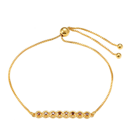 Pulsera de Plata Bañada en Oro con Diamante Rojo