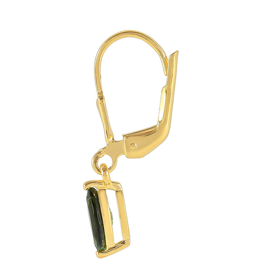 Pendientes de Plata Bañada en Oro con Turmalina Verde