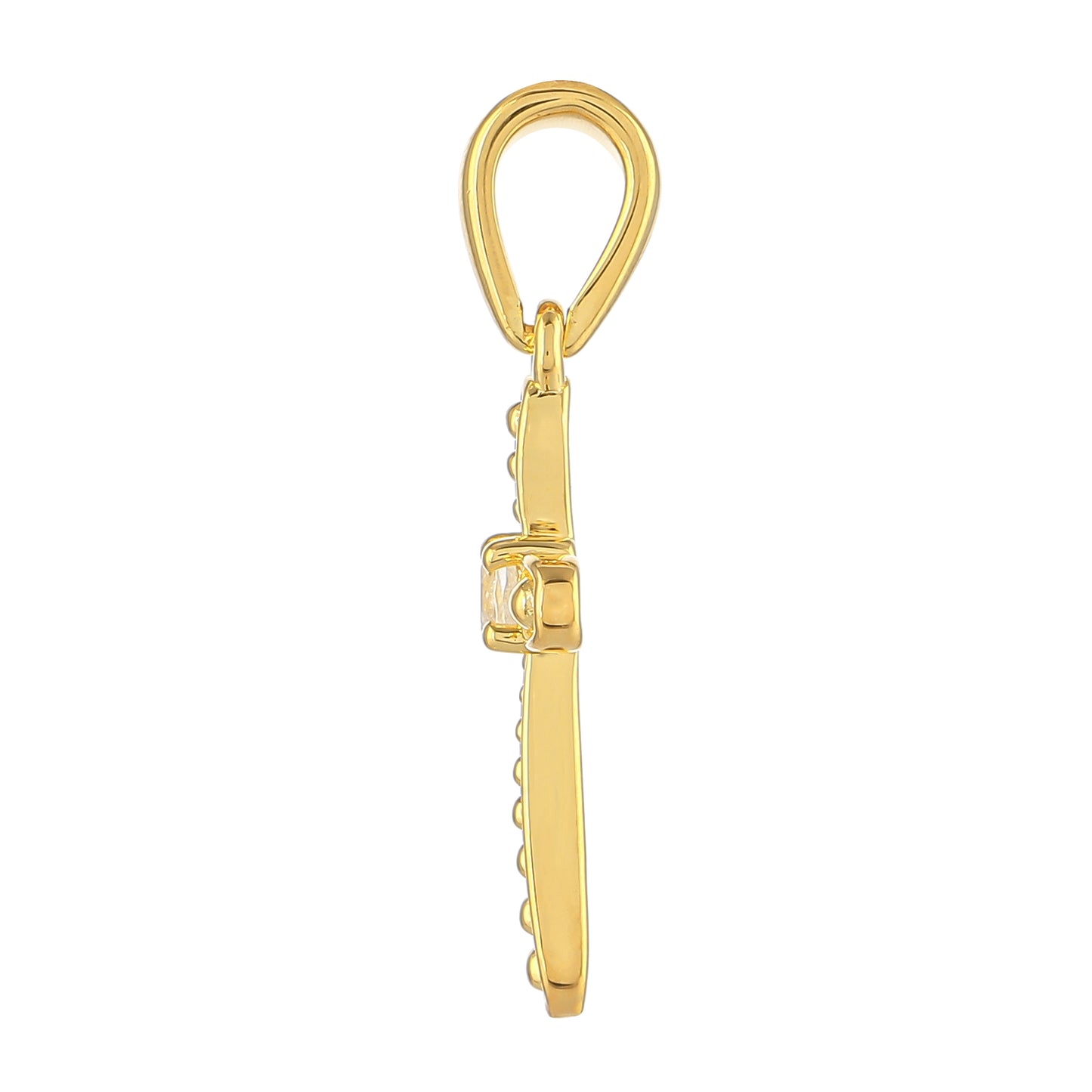 Cruz Colgante de Plata Bañada en Oro con Piedra Lunar Arco Iris