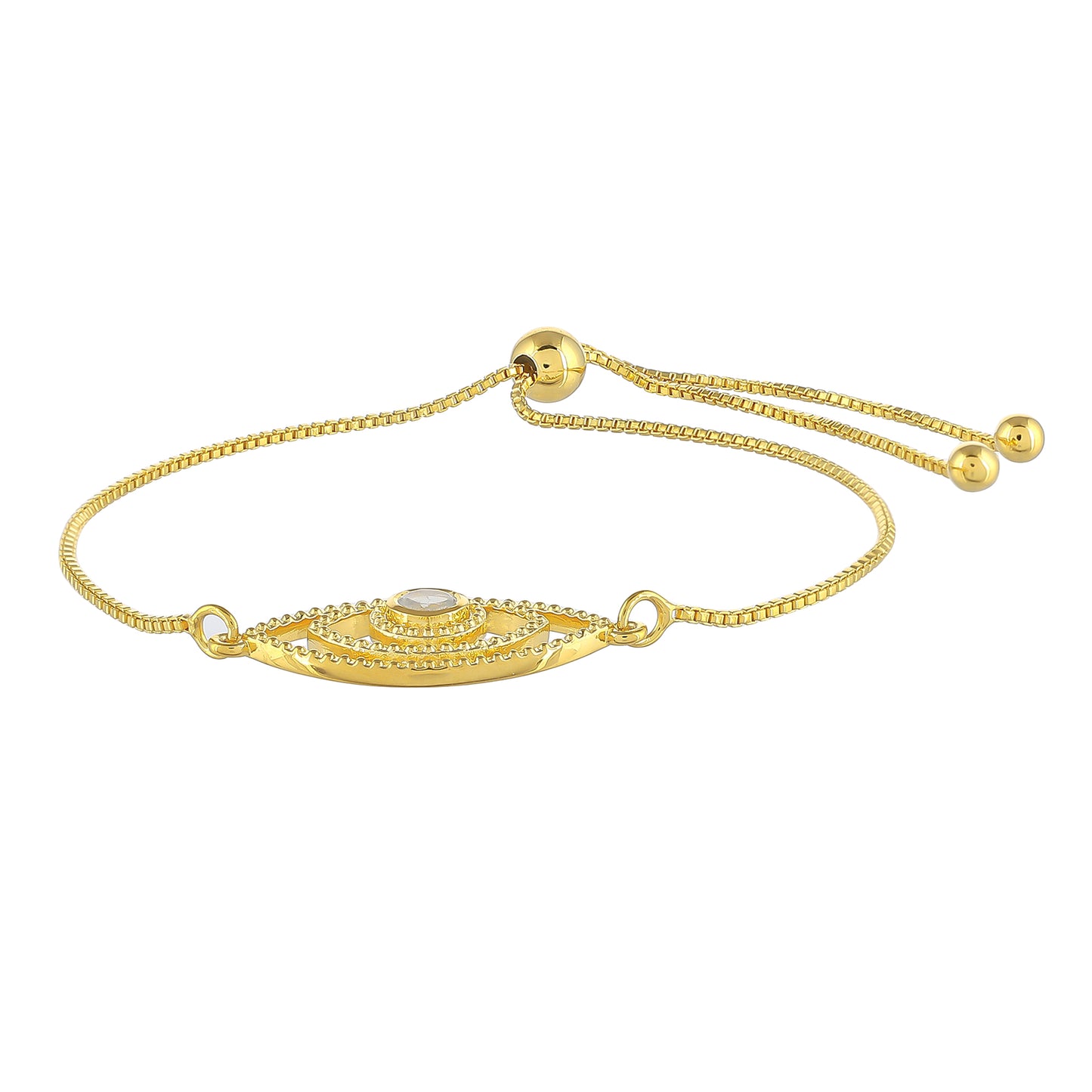 Pulsera de Plata Bañada en Oro con Piedra Lunar Arco Iris