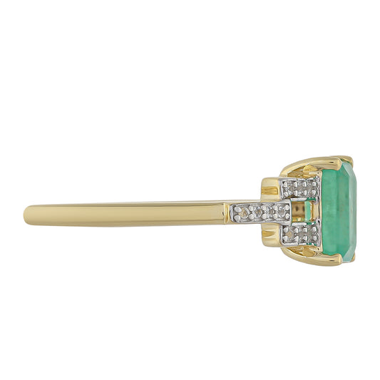 Anillo de Oro 9K con Esmeralda de Brasil y Topacio Blanco