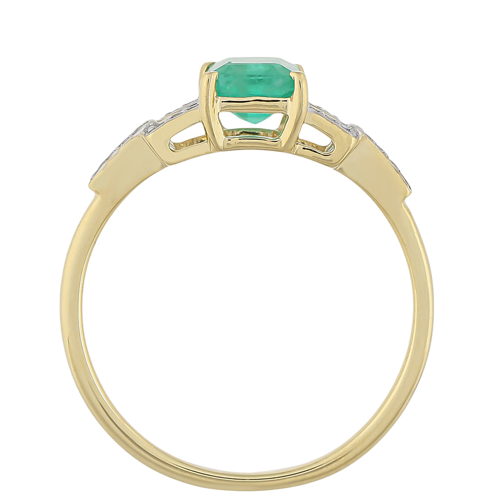 Anillo de Oro 9K con Esmeralda de Brasil y Topacio Blanco