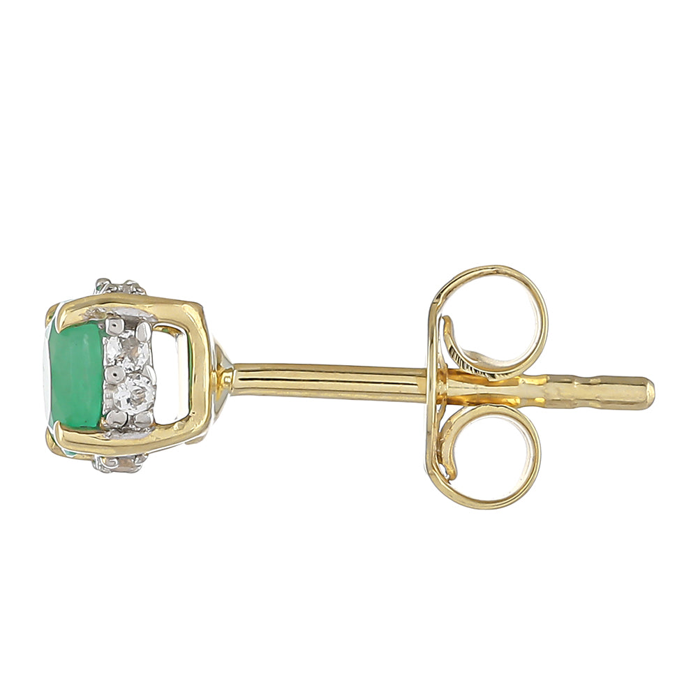 Pendientes de Oro 9K con Esmeralda de Brasil y Topacio Blanco