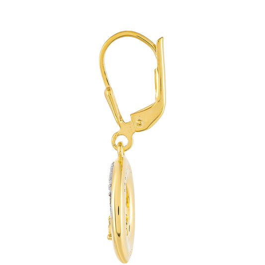 Pendientes de Plata Bañada en Oro con Diamante Rojo y Diamante blanco