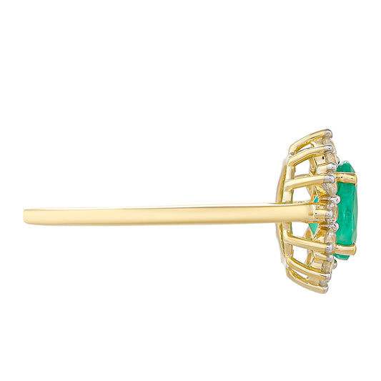 Anillo de Oro 9K con Esmeralda de Brasil y Zircón natural