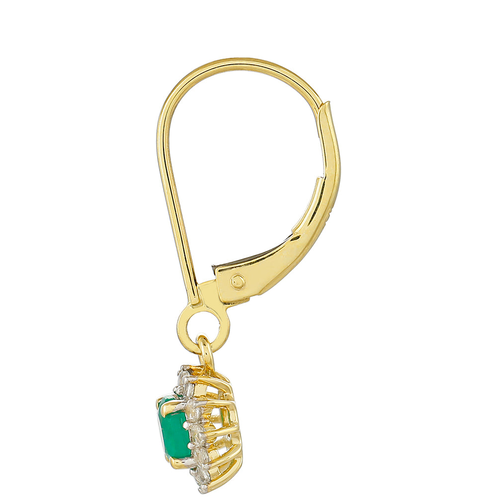 Pendientes de Oro 9K con Esmeralda de Brasil y Zircón natural