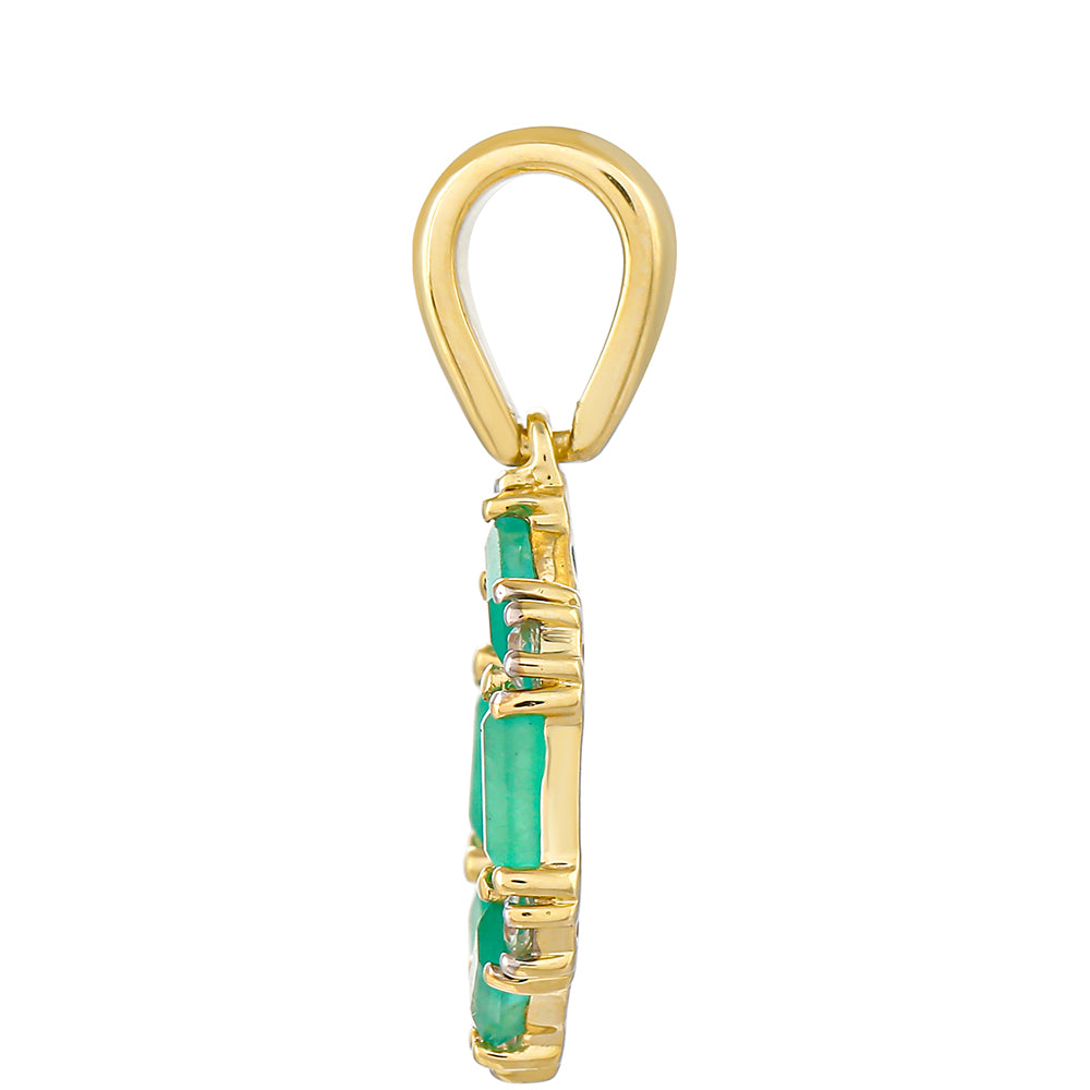 Colgante de Oro 9K con Esmeralda de Brasil y Zircón natural