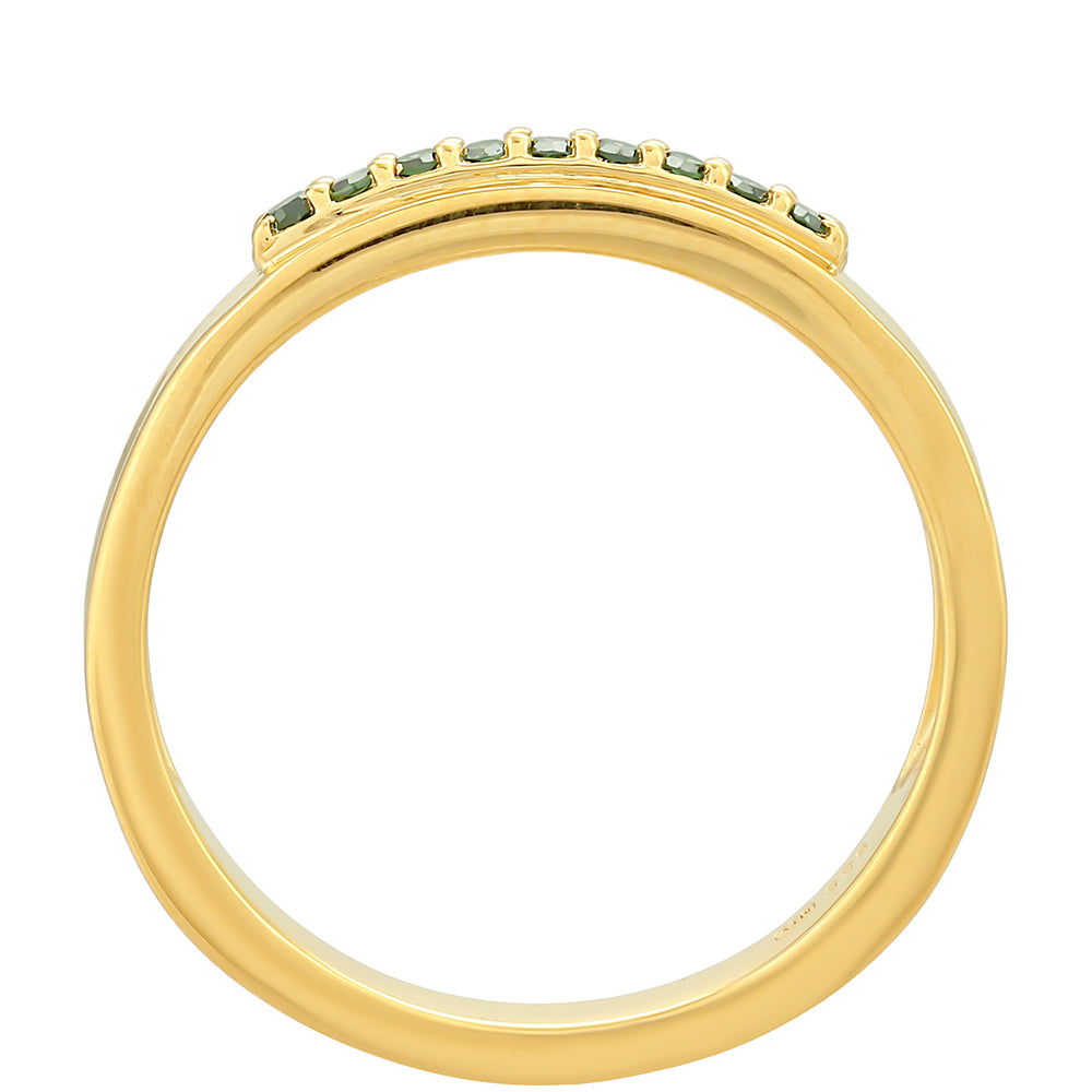 Anillo de Plata Bañada en Oro con Diamante Verde