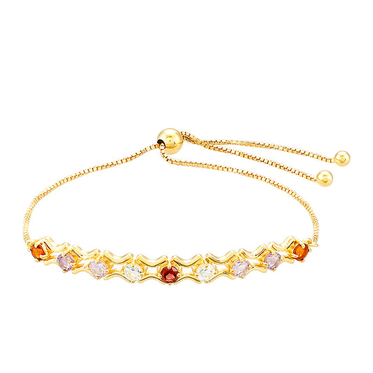 Pulsera de Plata Bañada en Oro con Amatista y Citrino de Madeira