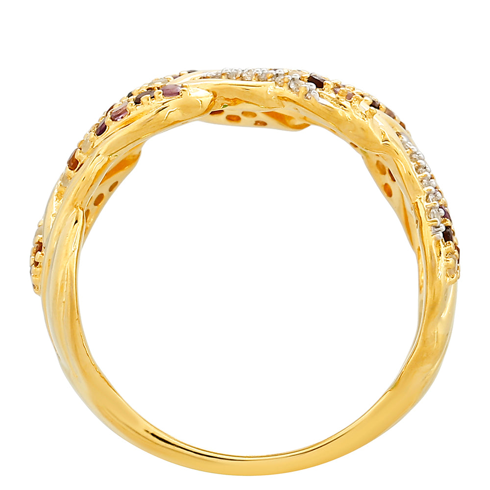 Anillo de Plata Bañada en Oro con Amatista y Citrino de Madeira