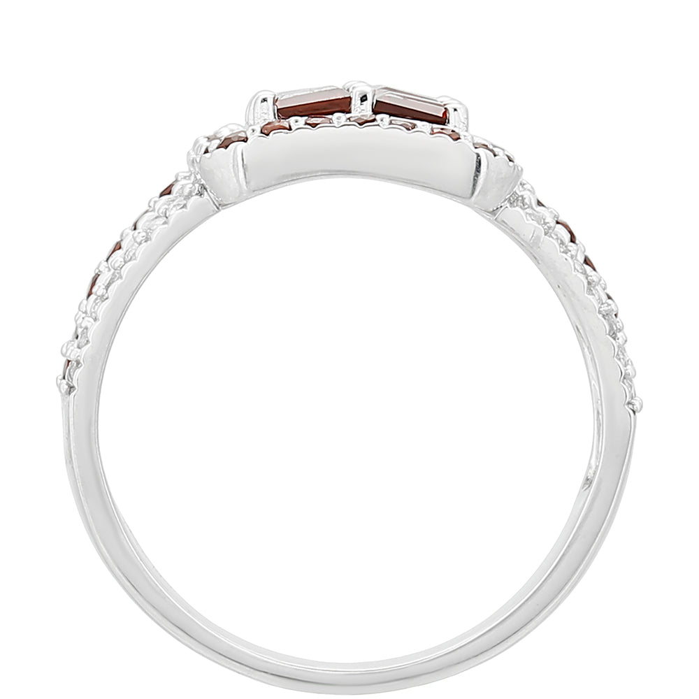 Anillo de Plata con Granate y Topacio Blanco