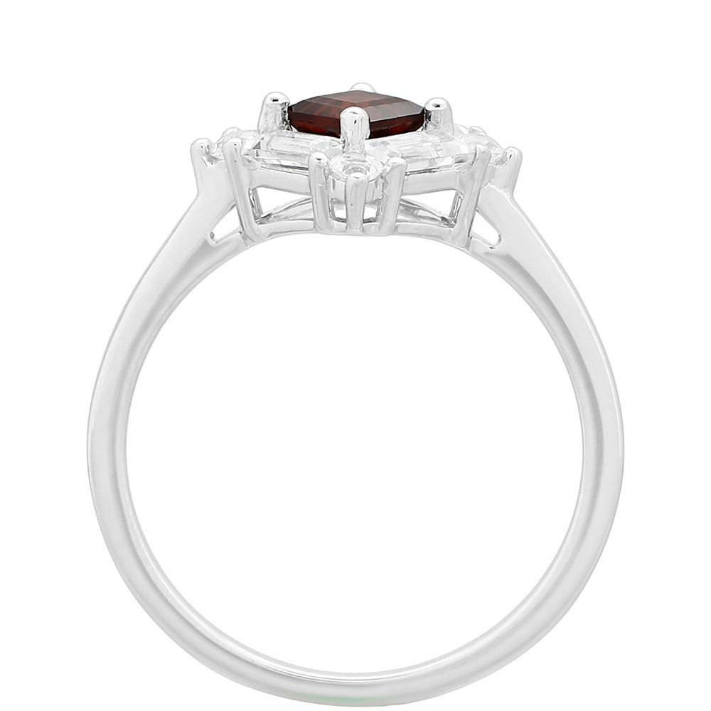 Anillo de Plata con Granate y Topacio Blanco