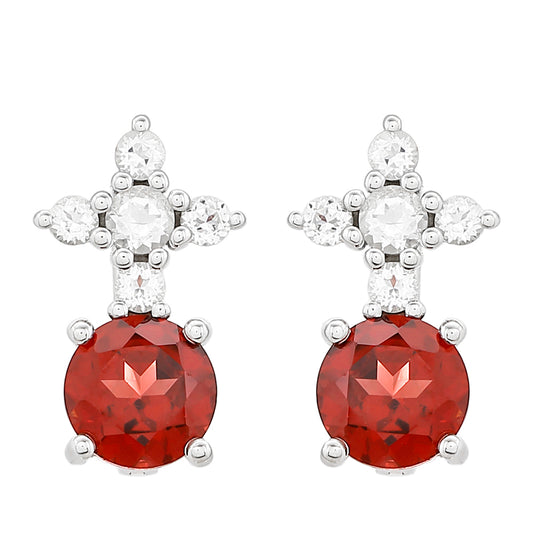 Pendientes de Plata con Granate y Topacio Blanco