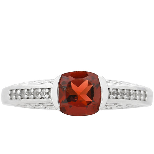 Anillo de Plata con Granate y Topacio Blanco