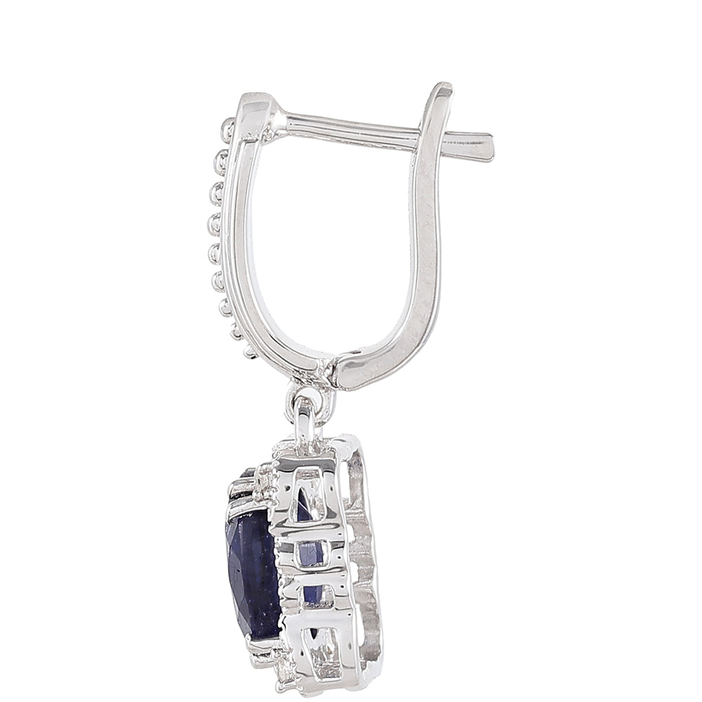 Pendientes de Plata con Zafiro de Tailandia y Topacio Blanco