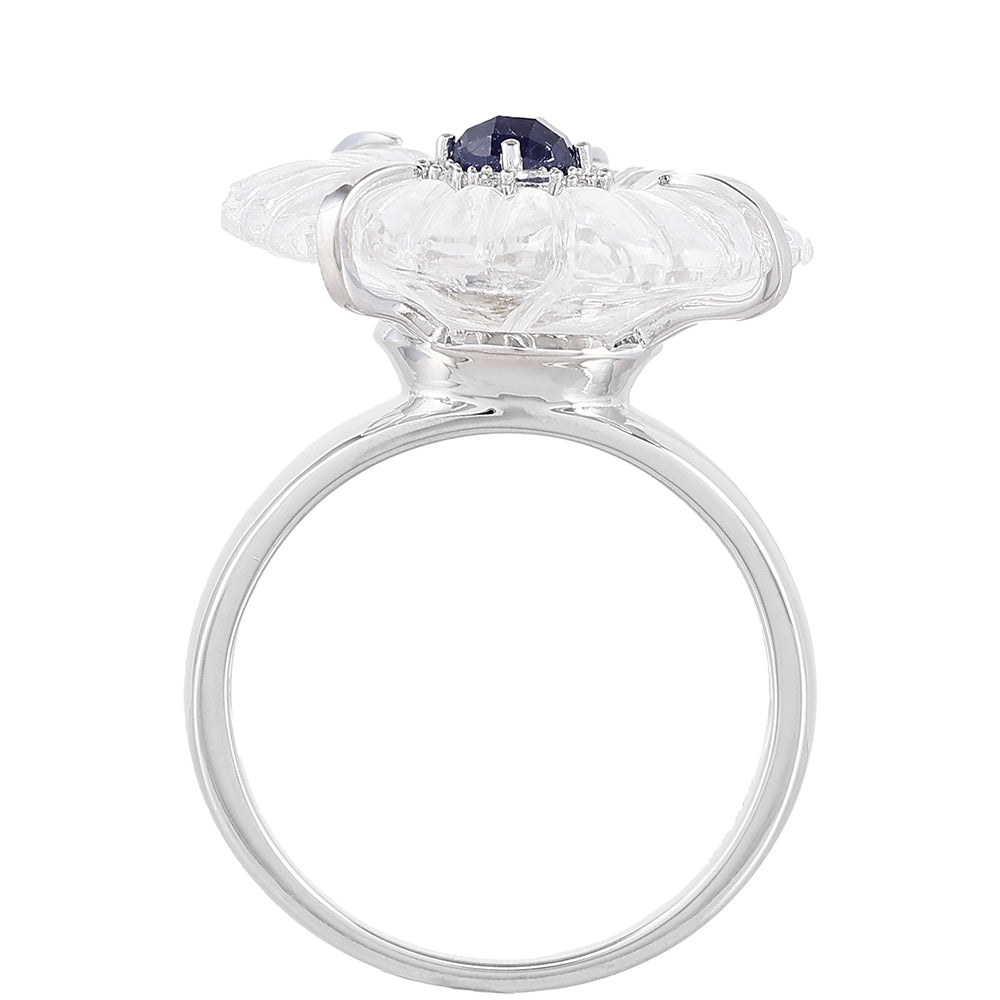Anillo de Plata con Zafiro de Tailandia y Cuarzo de Cristal