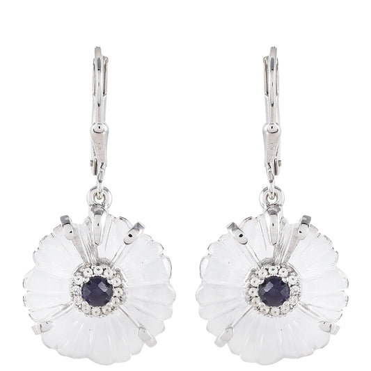 Pendientes de Plata con Zafiro de Tailandia y Cuarzo de Cristal