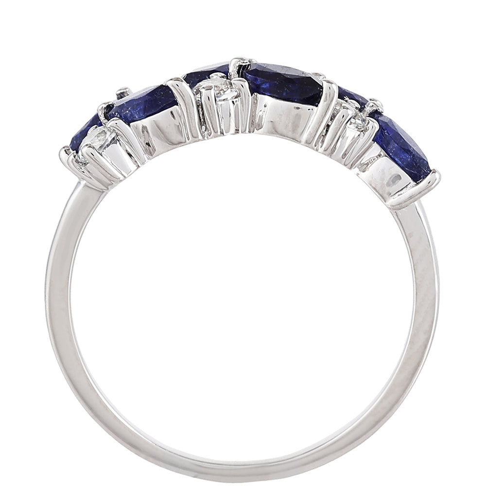 Anillo de Plata con Zafiro de Tailandia y Topacio Blanco