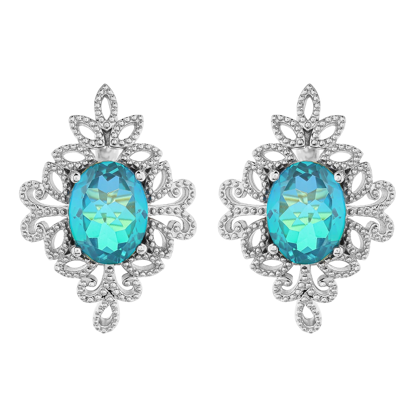 Pendientes de Plata con Cuarzo Pavo Real