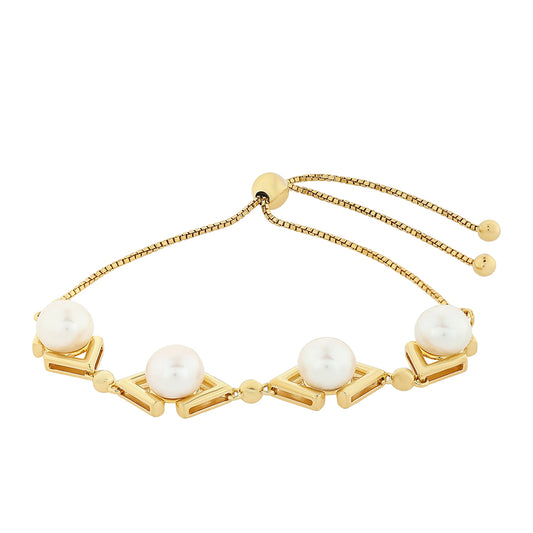 Pulsera de Plata Bañada en Oro con Perla Barroca Cultivada de Agua Dulce