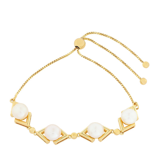 Pulsera de Plata Bañada en Oro con Perla Barroca Cultivada de Agua Dulce