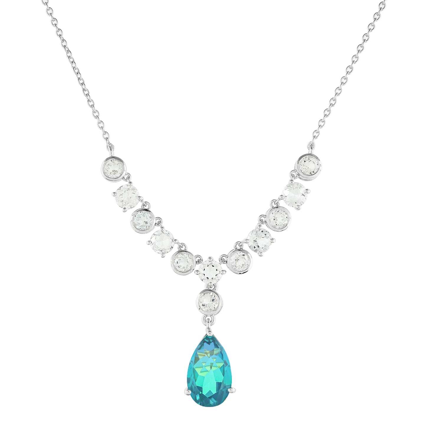 Collar de Plata con Cuarzo Pavo Real y Topacio Blanco