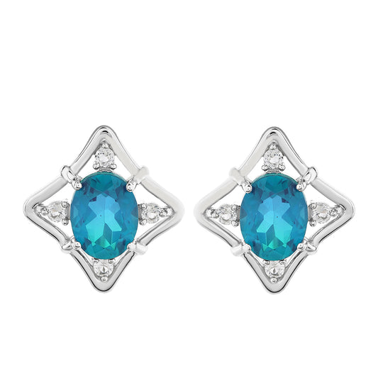 Pendientes de Plata con Cuarzo Pavo Real y Topacio Blanco