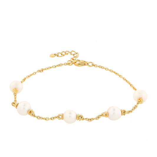Pulsera de Plata Bañada en Oro con Perla Barroca Cultivada de Agua Dulce