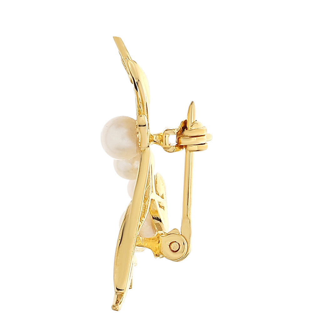 Broche de Plata Bañada en Oro con Perla Barroca Cultivada de Agua Dulce
