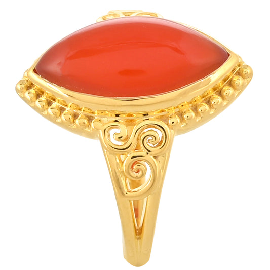 Anillo de Plata Bañada en Oro con Cornalina