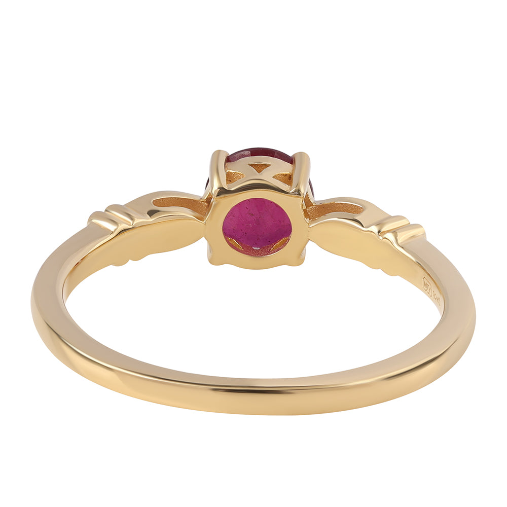 Anillo de Plata Bañada en Oro con Rubí de Mozambique