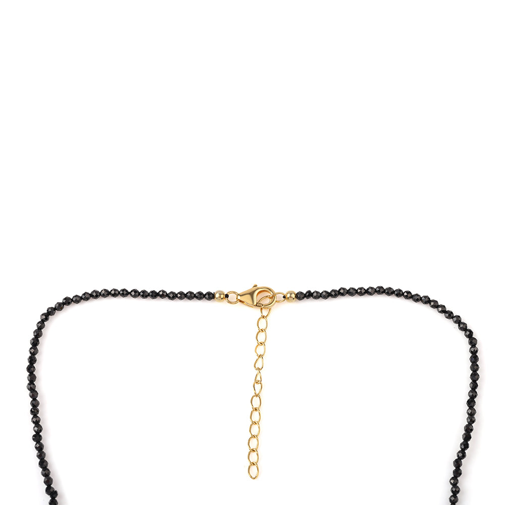 Collar de Plata Bañada en Oro con Espinela Negra