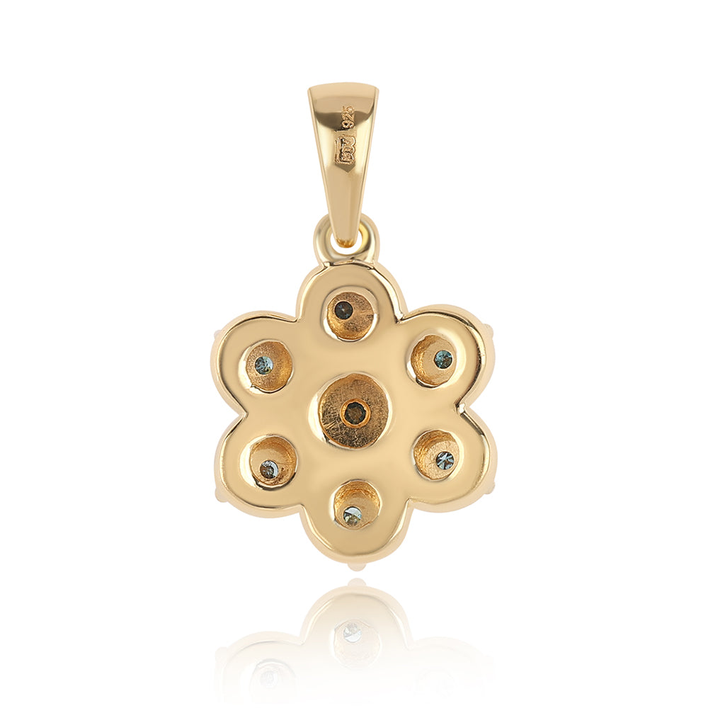 Colgante de Plata Bañada en Oro con Diamante Azul