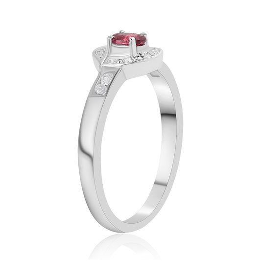 Anillo de Plata con Rubelita de Cruzeiro y Topacio Blanco