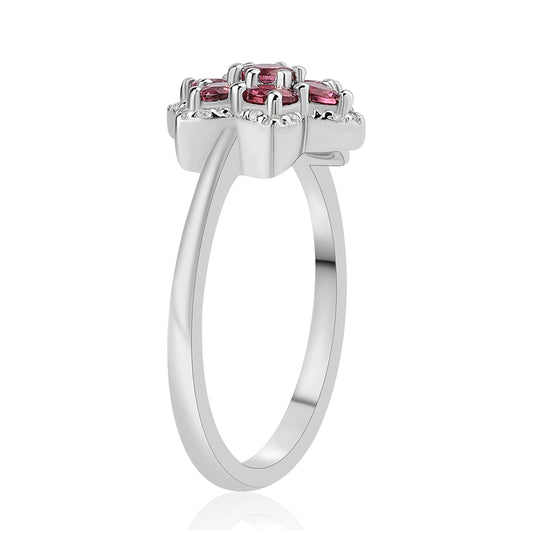 Anillo de Plata con Rubelita de Cruzeiro y Topacio Blanco