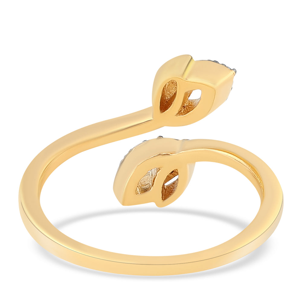 Anillo de Plata Bañada en Oro con Diamante Azul