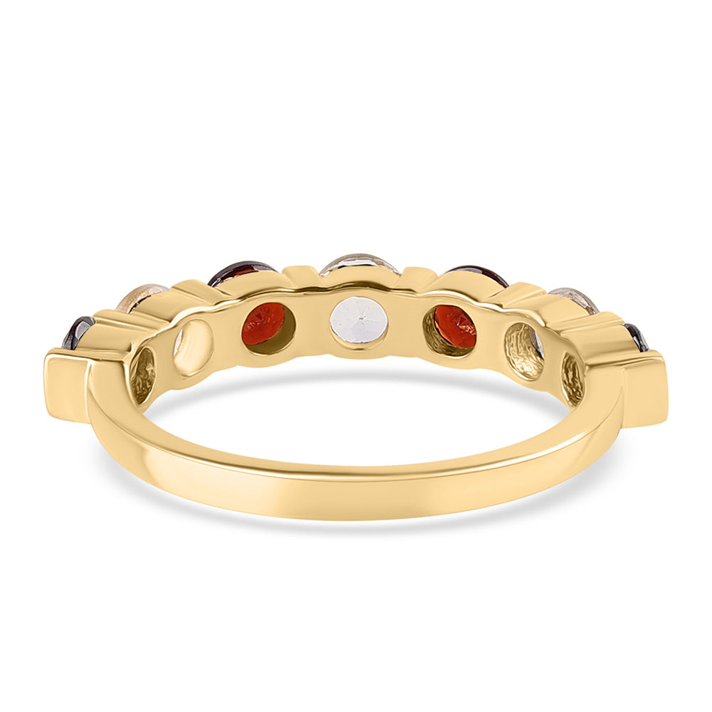 Anillo de Plata Bañada en Oro con Granate Barton y Topacio Blanco