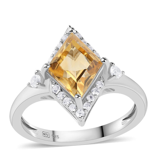 Anillo de Plata con Citrino y Topacio Blanco