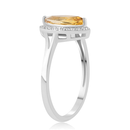 Anillo de Plata con Citrino y Topacio Blanco