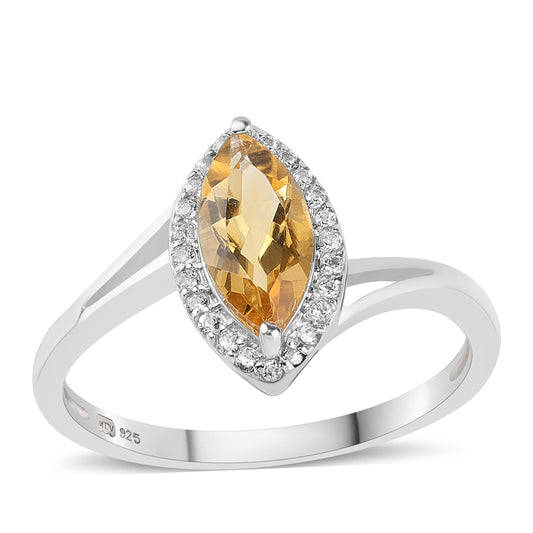 Anillo de Plata con Citrino y Topacio Blanco