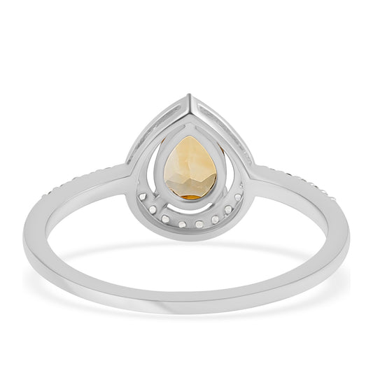 Anillo de Plata con Citrino y Topacio Blanco