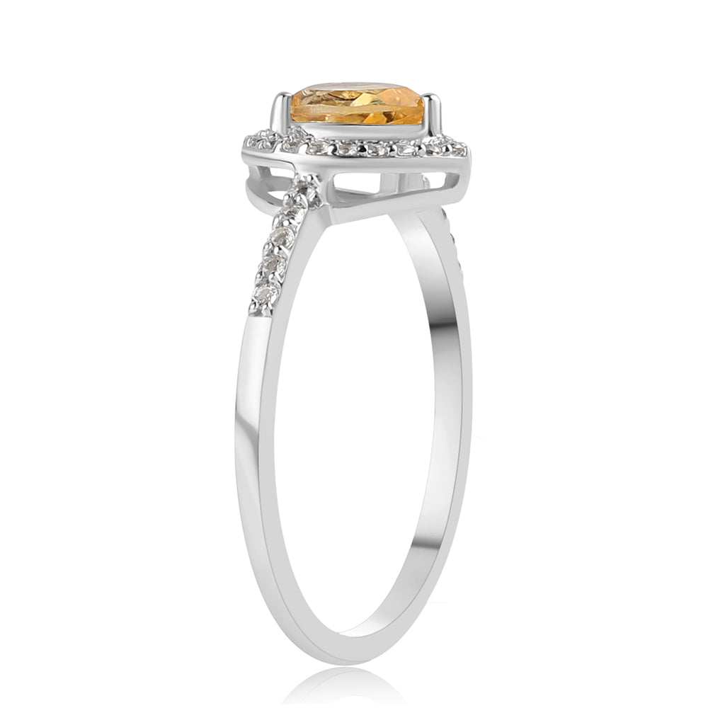 Anillo de Plata con Citrino y Topacio Blanco