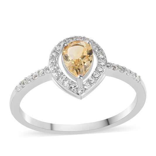 Anillo de Plata con Citrino y Topacio Blanco