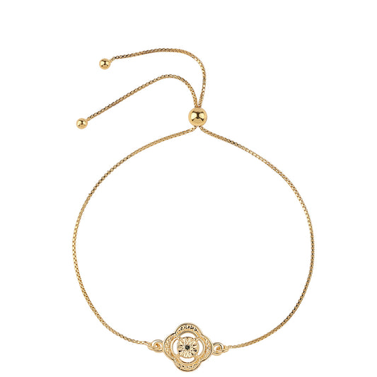 Pulsera de Plata Bañada en Oro con Diamante Verde