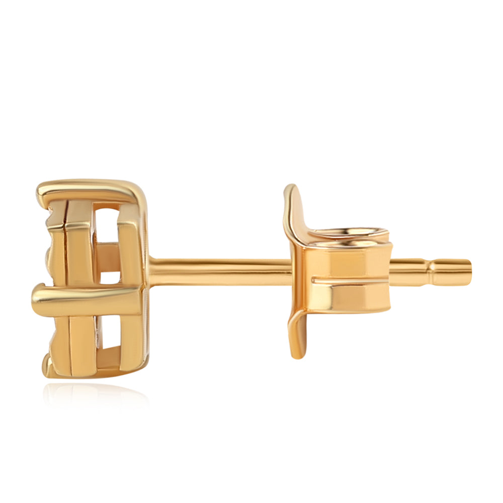 Pendientes de Plata Bañada en Oro con Diamante Verde