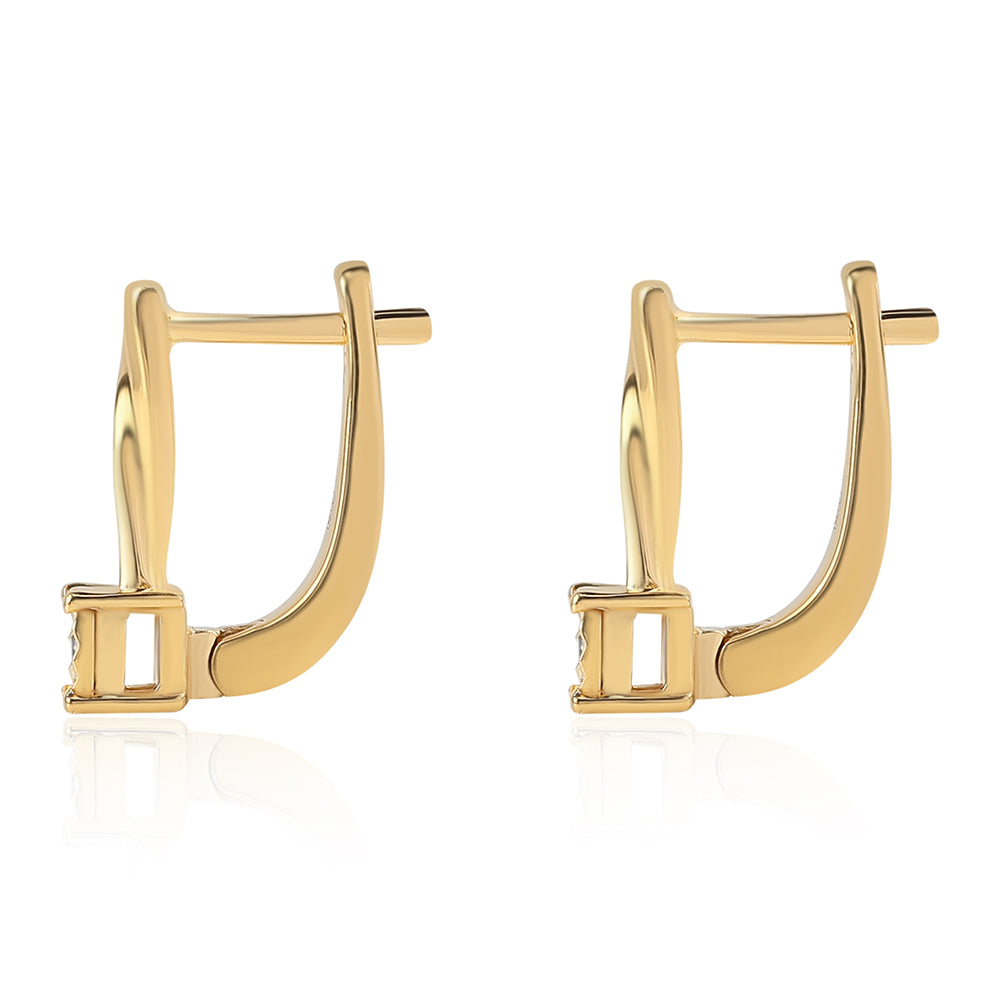 Pendientes de Plata Bañada en Oro con Diamante Verde