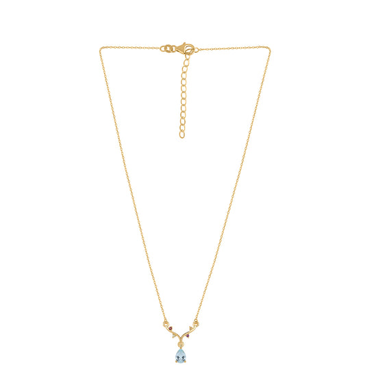 Collar de Plata Bañada en Oro con Granate rojo y Peridoto